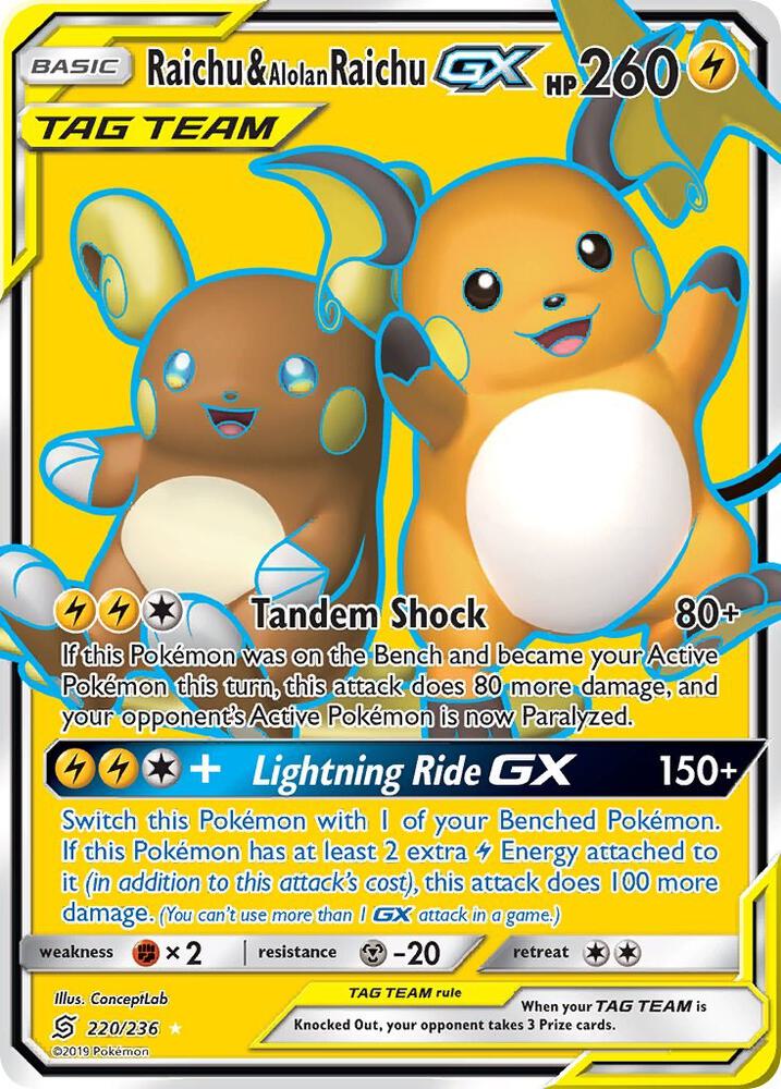 Raichu & Alolan Raichu GX (Full Art) - 220/236 - Ultra Rare