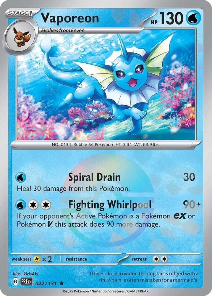 Vaporeon (Poke Ball Pattern) - 022/131 - Rare