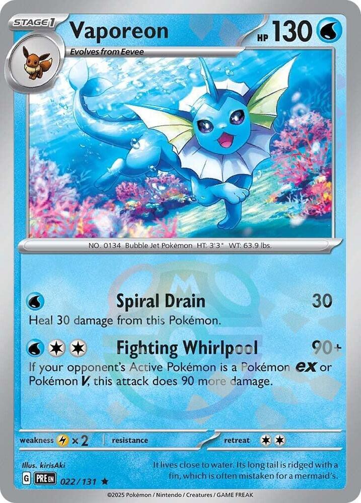 Vaporeon (Master Ball Pattern) - 022/131 - Rare