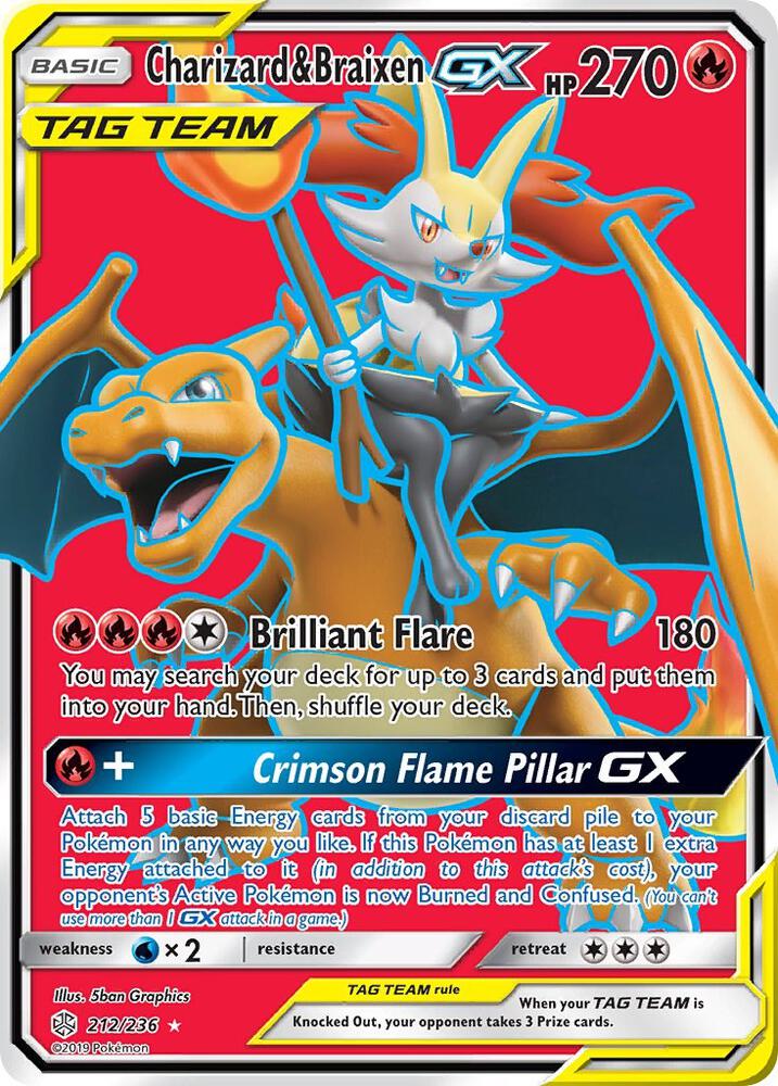 Charizard & Braixen GX (Full Art) - 212/236 - Ultra Rare