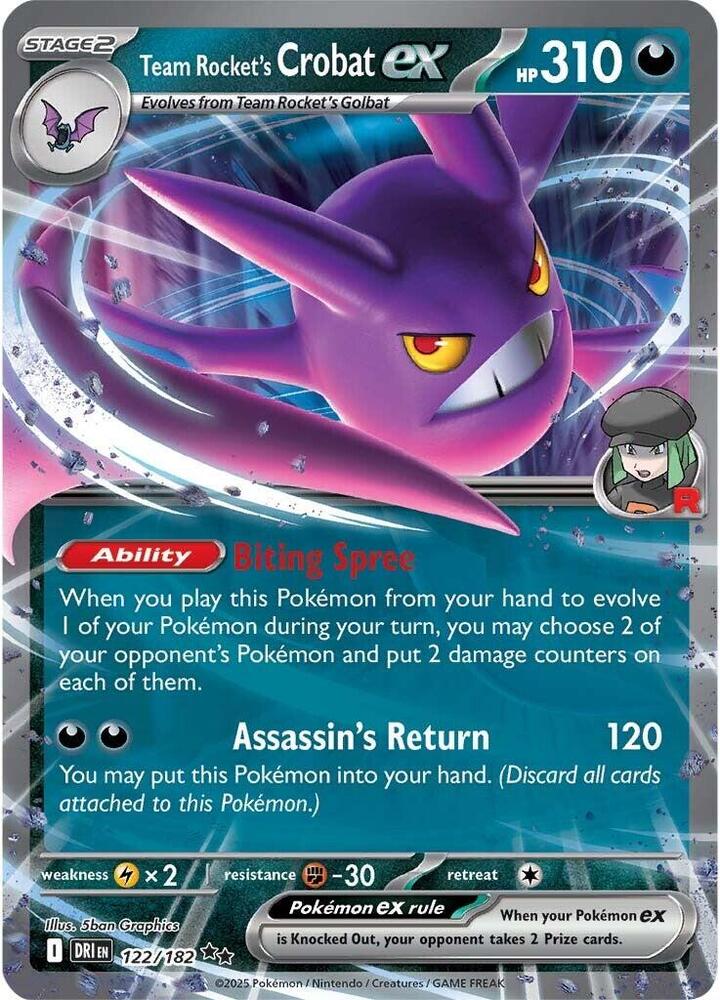 Team Rocket's Crobat ex - 122/182 - Double Rare