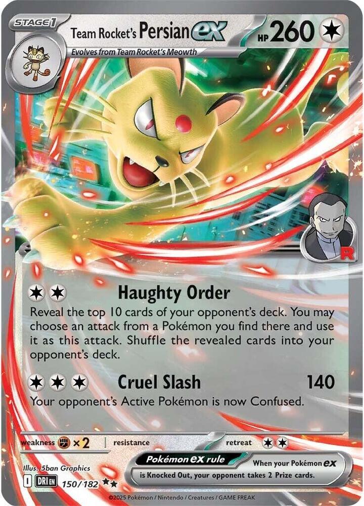 Team Rocket's Persian ex - 150/182 - Double Rare
